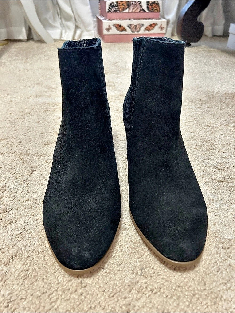 Dolce Vita Black Western Ankle Boots with Wood Heel